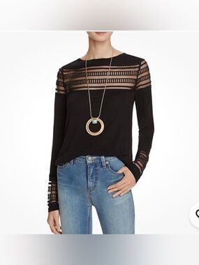 Free People Roxie Long Sleeve Sheer Top Size M